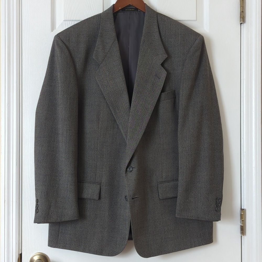 Givenchy Monsieur 80s Vintage Union Made Micro Herringbone Blazer Jacket Gray 44